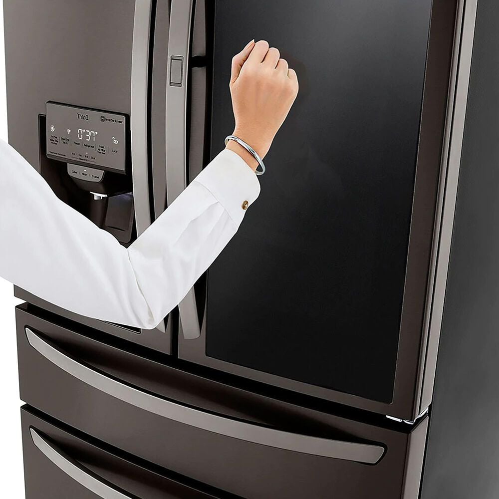 LG 2-Piece Kitchen Package with 22.3 Cu. Ft 4-Door French Door Refrigerator and Single Door Freezer in Black Stainless Steel, , large