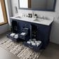 Lexora Home Dukes 60" Double Bathroom Vanity in Navy Blue with 2 cm White Quartz Top and Rectangular Sinks, , large