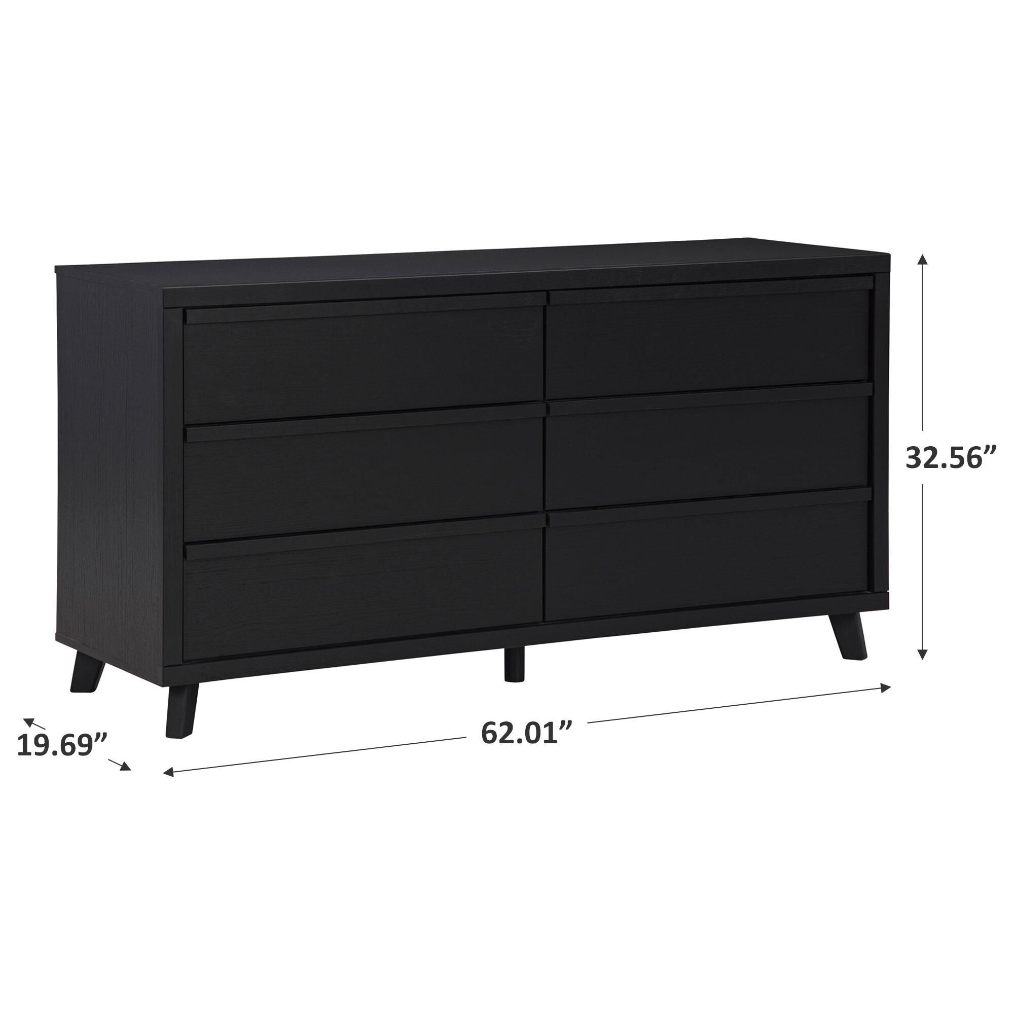 Ashley Danziar 6-Drawer Dresser in Matte Black