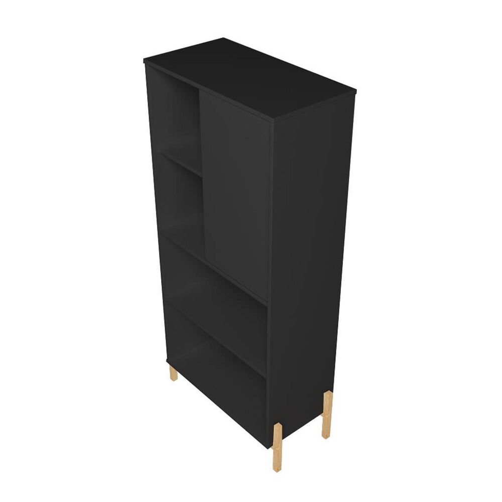 Dayton Bowery 5-Shelf Bookcase in Black/Oak, , large