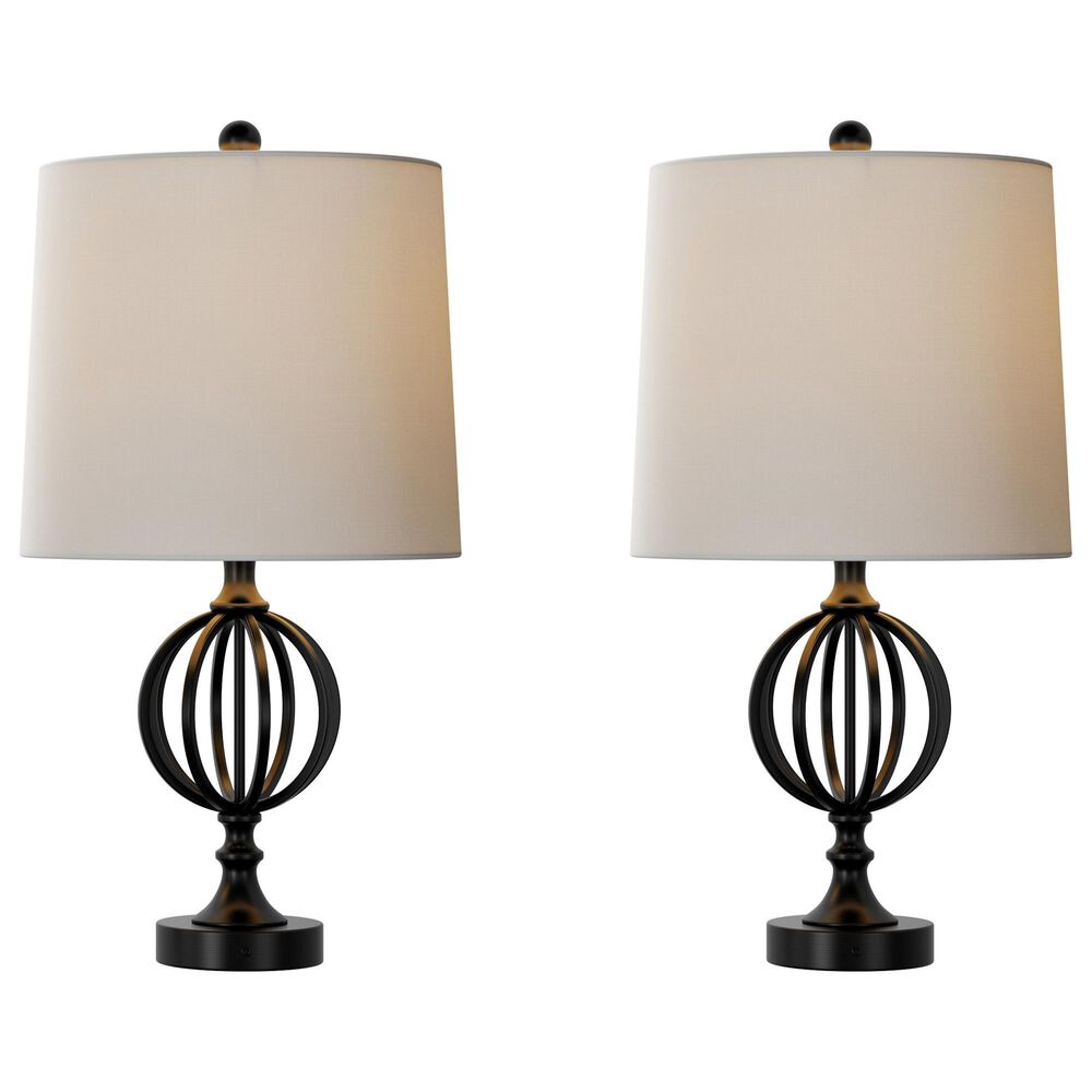 Timberlake Openwork Iron Orb Table Lamp in Matte Black (Set of 2), , large