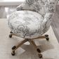Linon Home Decor Sinclair Office Chair with Floral Gray Cushion in Grey Wash, , large