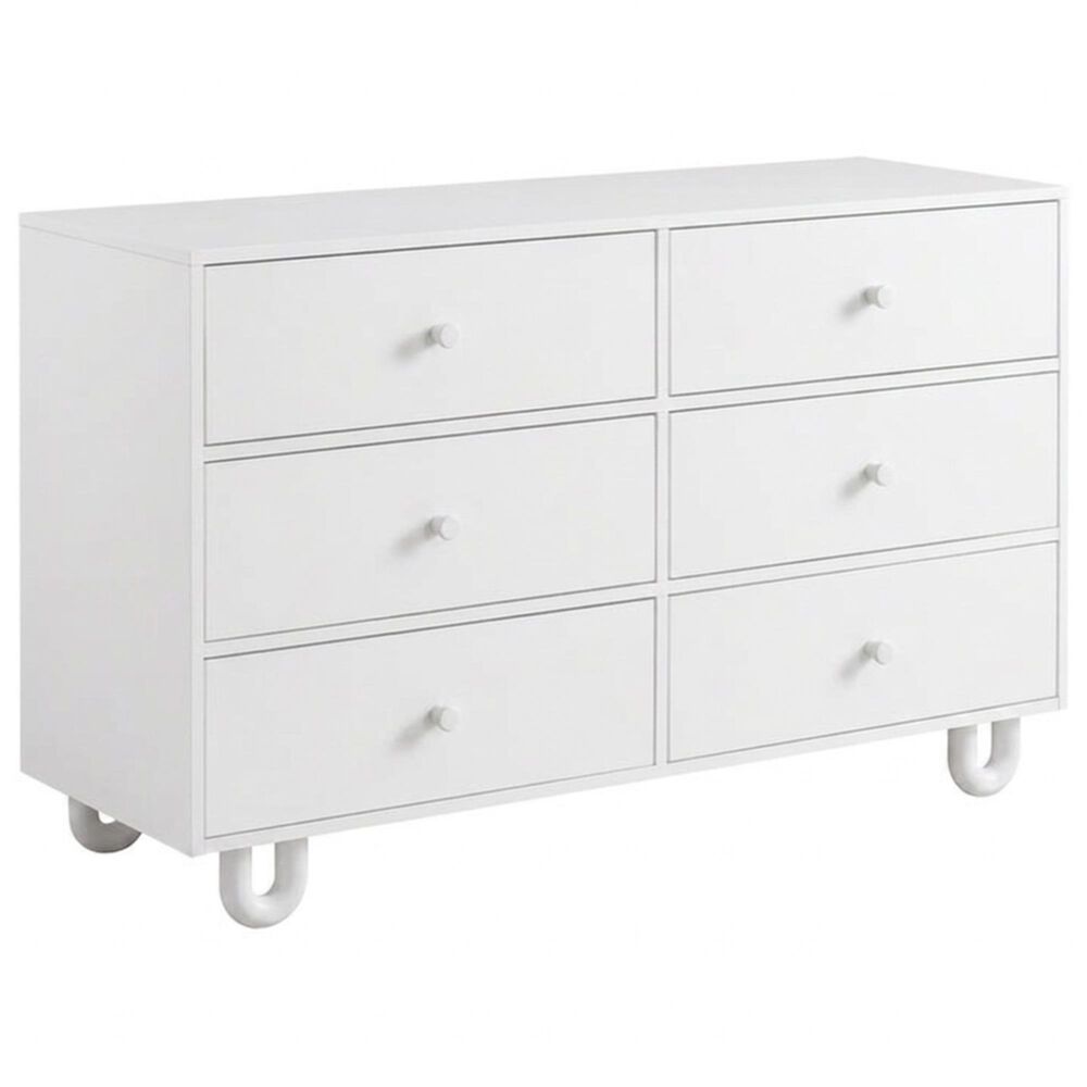 Oxford Baby Meridian 6 Drawer Dresser and Changing Topper in White, , large