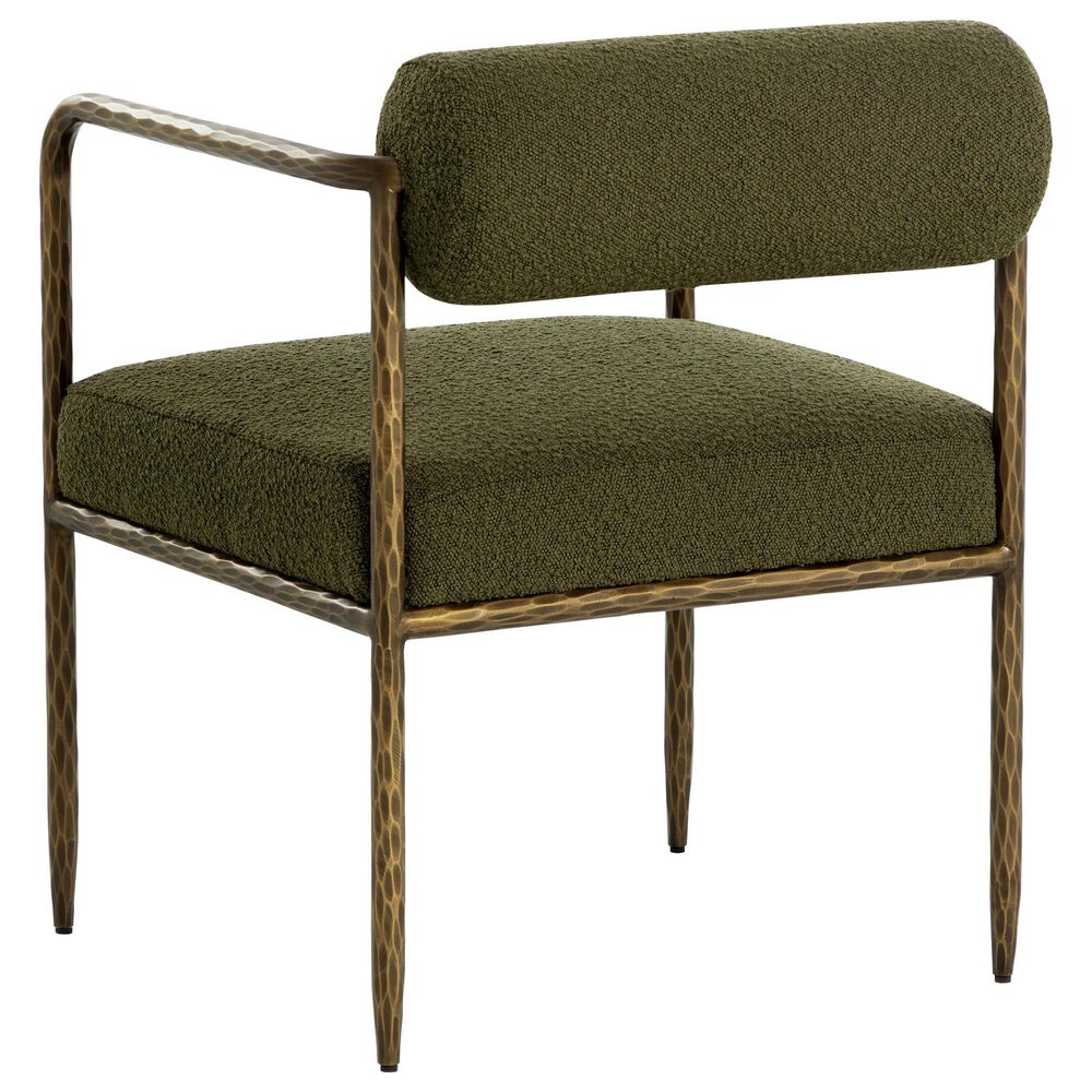 Club Collection By Sunpan Ajani Arm Chair with Copenhagen Olive Cushion in Antique Brass, , large