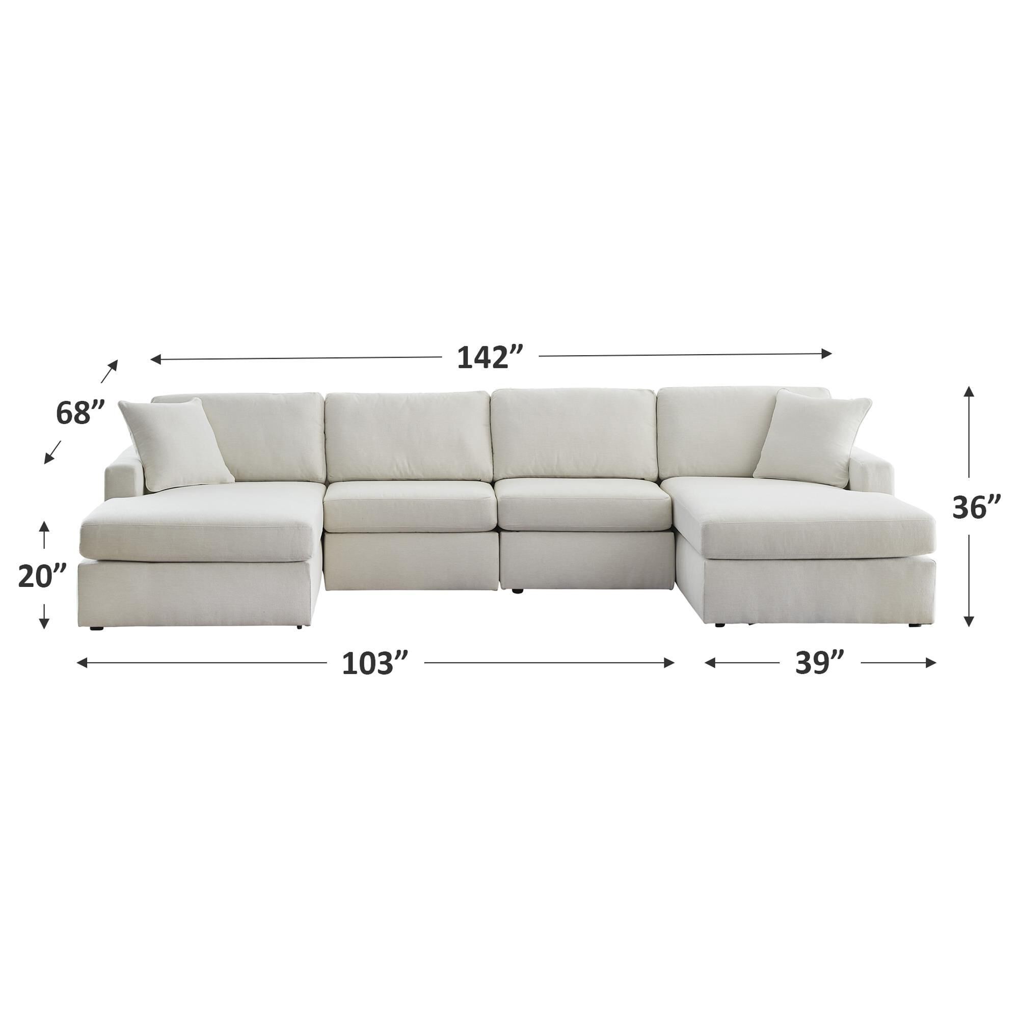 Ashley Modmax 4-Piece Sectional with Double Chaise in Oyster with