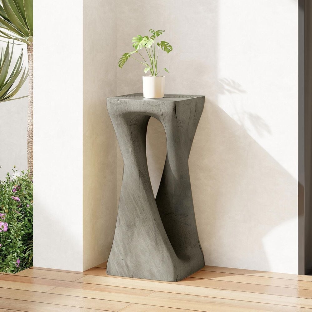 Hearth and Haven Outdoor End Table with Twist Design in Grey, , large