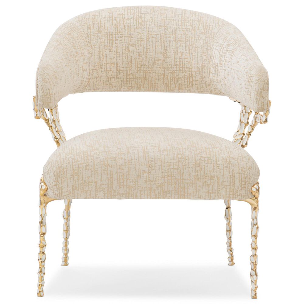 Schnadig Caracole Upholstery Accent Chair in Gold Brush and White Enamel, , large