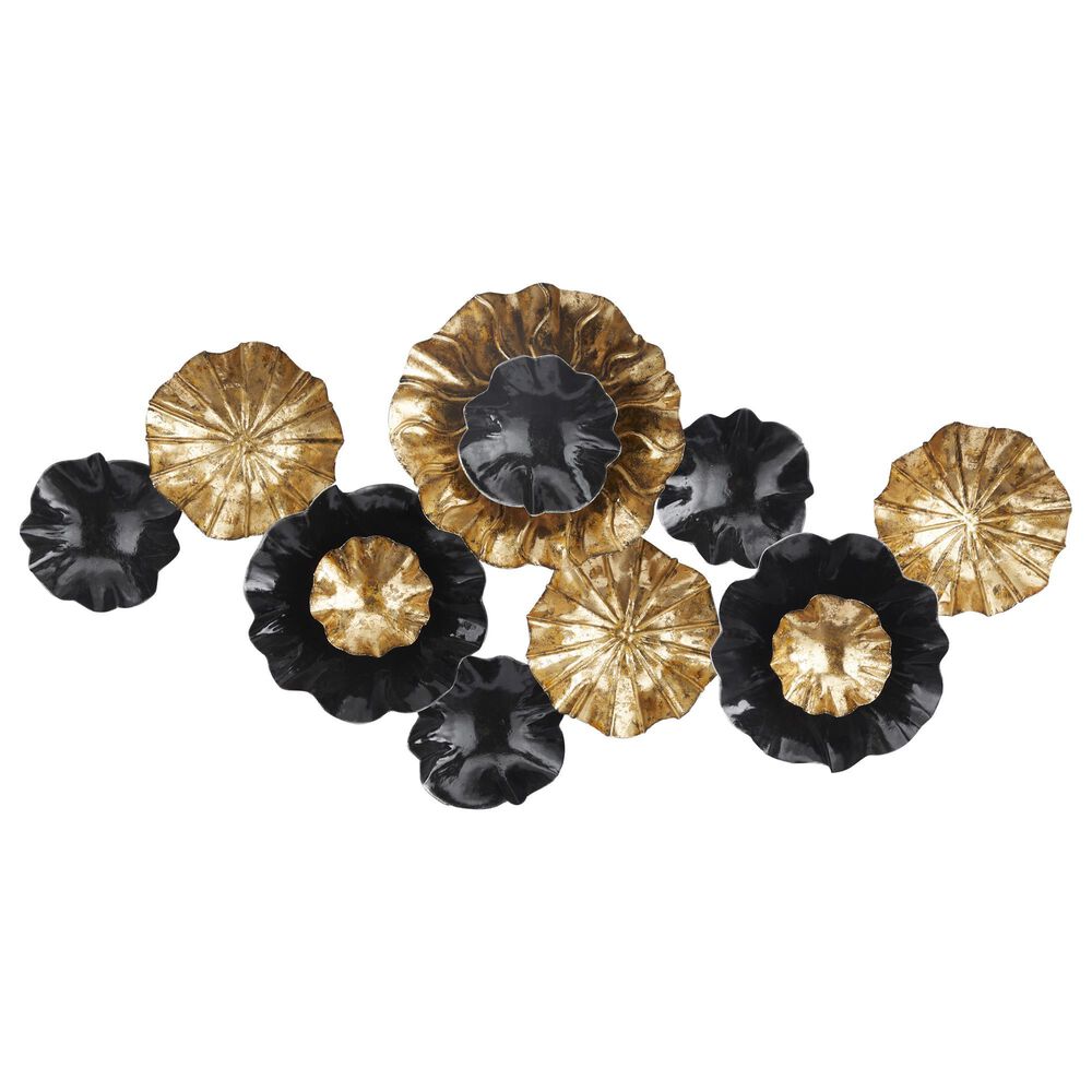Maple and Jade 24" x 46" Floral Wall Decor in Gold and Black, , large