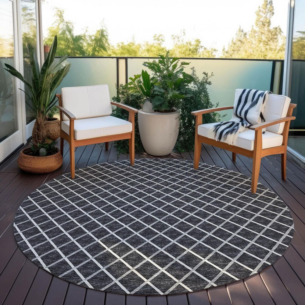 Dalyn Rug Company York 4&#39; Round Black Indoor/Outdoor Area Rug, , large