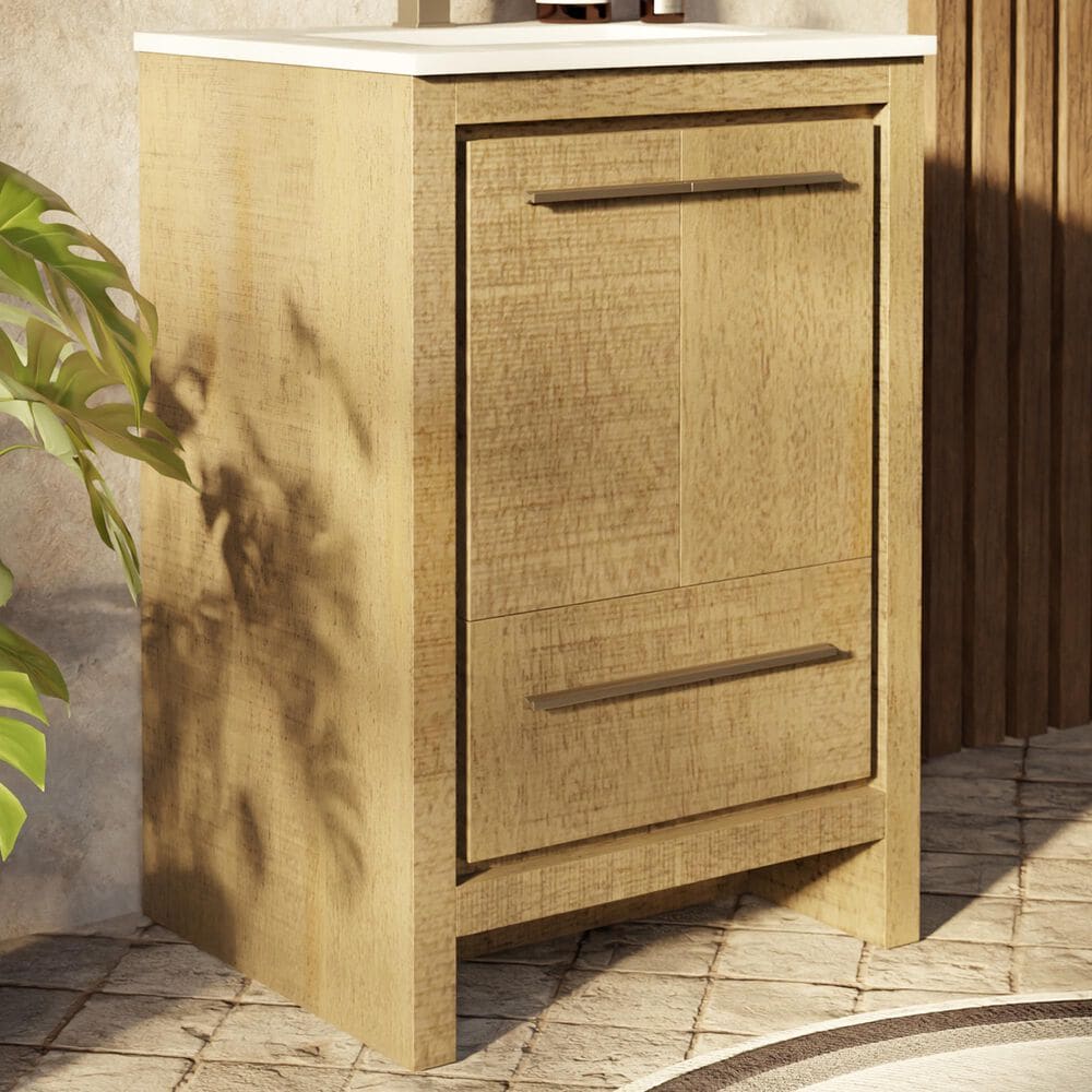 Lexora Home Lafarre 24&quot; Single Bathroom Vanity in Rustic Acacia with 2 cm White Cultured Marble Top and Rectangular Sink, , large