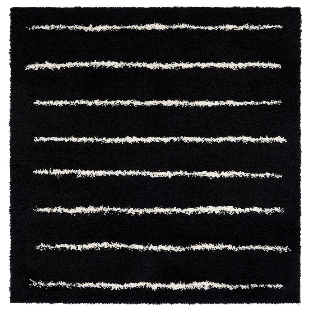 Safavieh Venus Shag VNS604Z 6"7" Square Black and Ivory Area Rug, , large