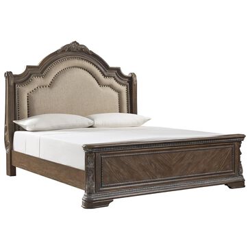 Signature Design by Ashley Charmond King Upholstered Bed in Linen/Brown, , large