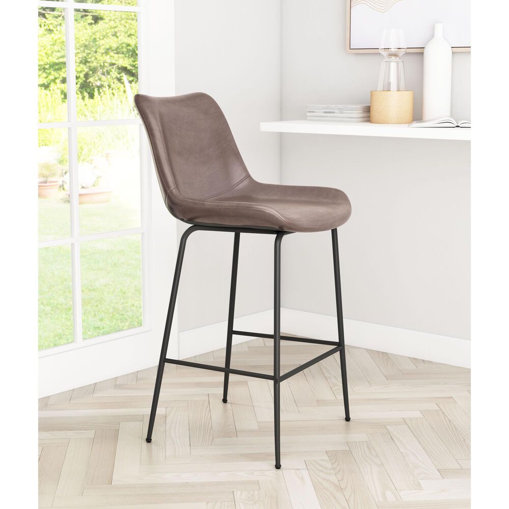 Zuo Modern Byron Counter Chair in Brown/Black, , large