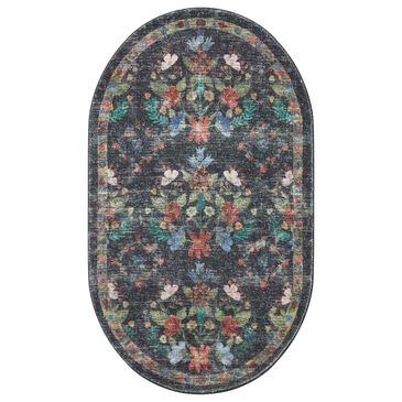 Rifle Paper Co Crafted by Cloth and Company Courtyard 2"3" x 3"9" Oval Seville Charcoal Area Rug, , large