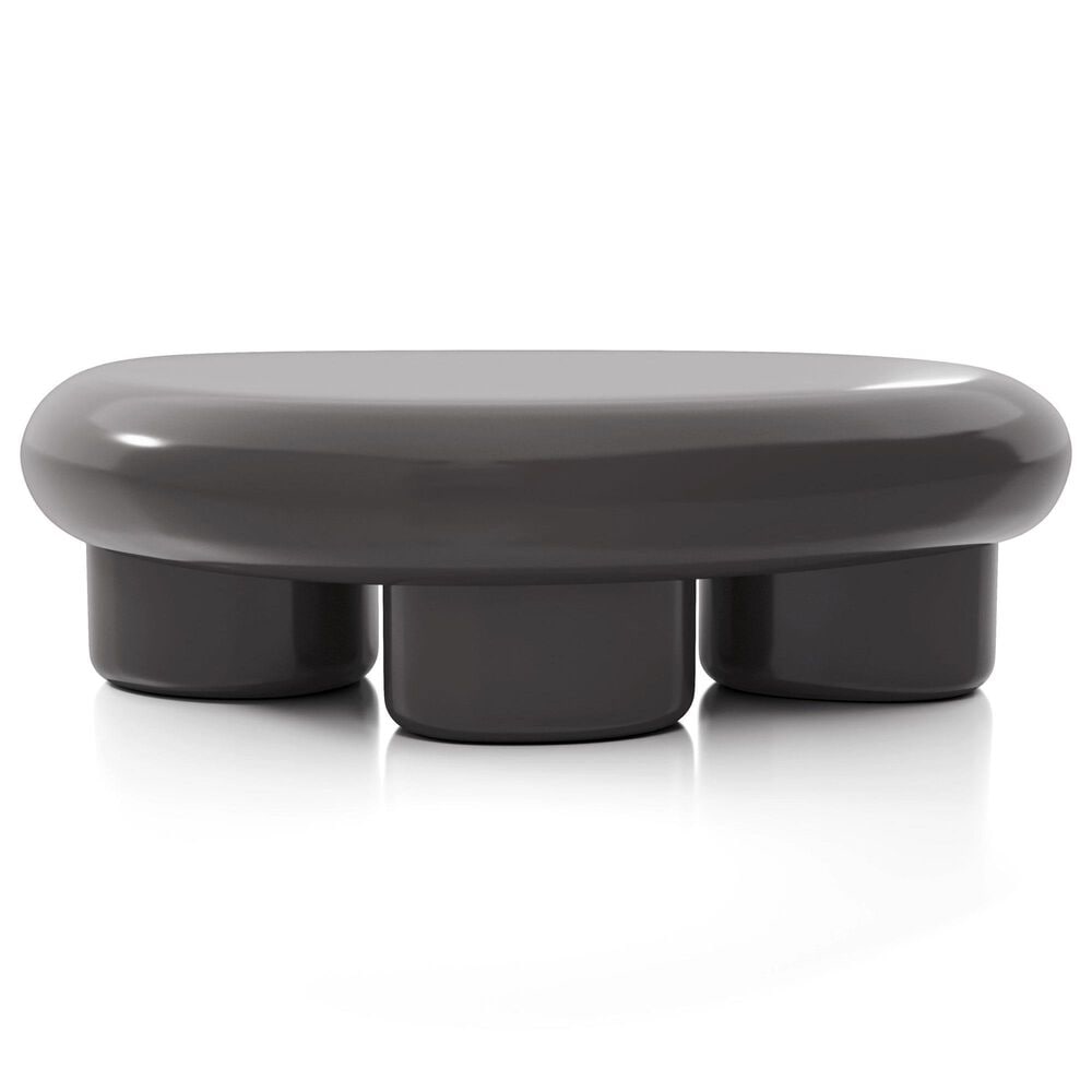 Furniture of America Rene Low Profile Glossy Coffee Table in Dark Gray, , large