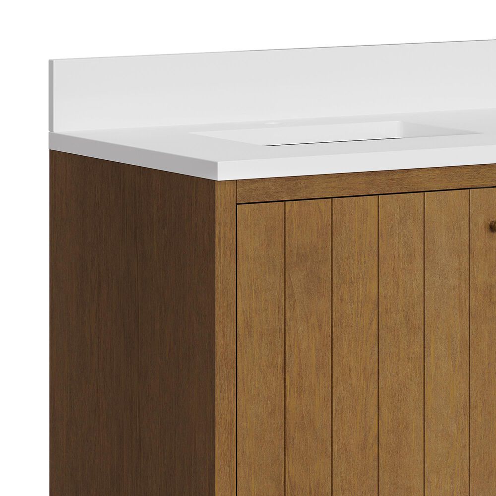 James Martin Hudson 60" Double Bathroom Vanity in Honey Oak with Single Hole 3 cm White Zeus Silestone Top and Rectangular Sinks, , large