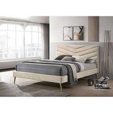 Furniture of America Vivar Queen Upholstered Bed in Beige, , large