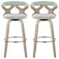 LumiSource Gardenia Swivel Fixed-Height Bar Stool with Light Grey Faux Leather Upholstery in Chrome and Whitewash (Set of 2), , large