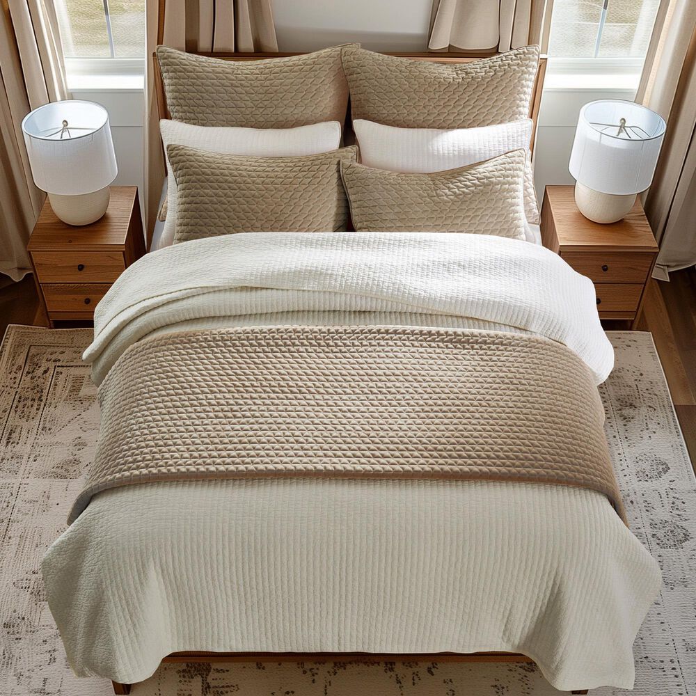 Levtex Velvet Stitch 2-Piece Twin/Twin XL Quilt Set in Taupe, , large