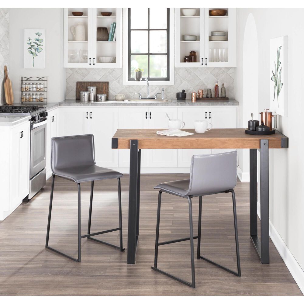 Lumisource Mara Counter Stool with Grey Cushion in Black &#40;Set of 2&#41;, , large