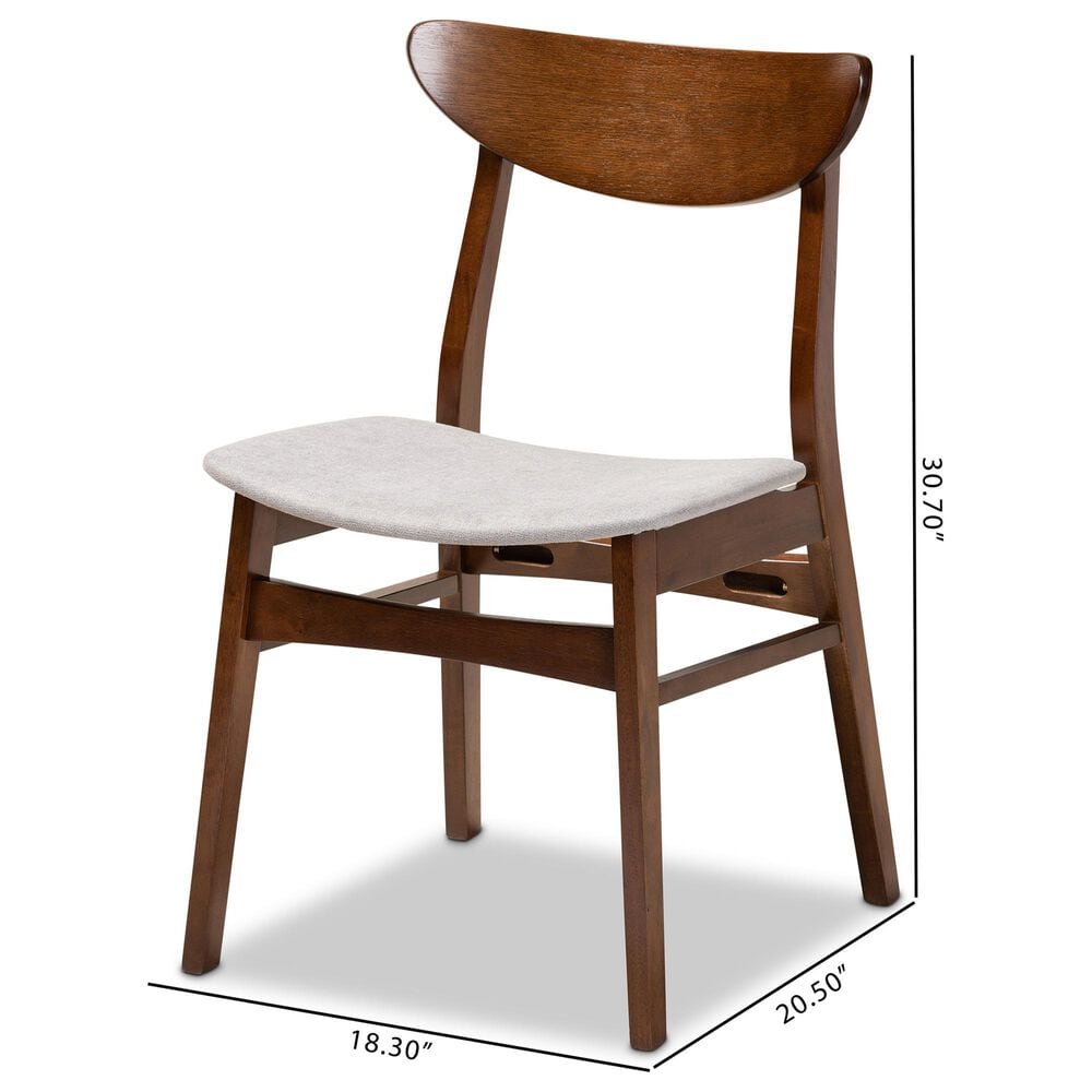 Baxton Studio Parlin Side Chair with Light Grey Cushion in Walnut Brown (Set of 4), , large