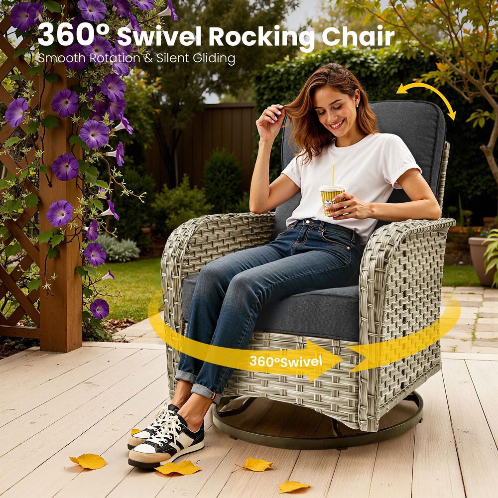 HOMLUX 8-Piece Outdoor Modular Sofa Conversation Set in Black, , large