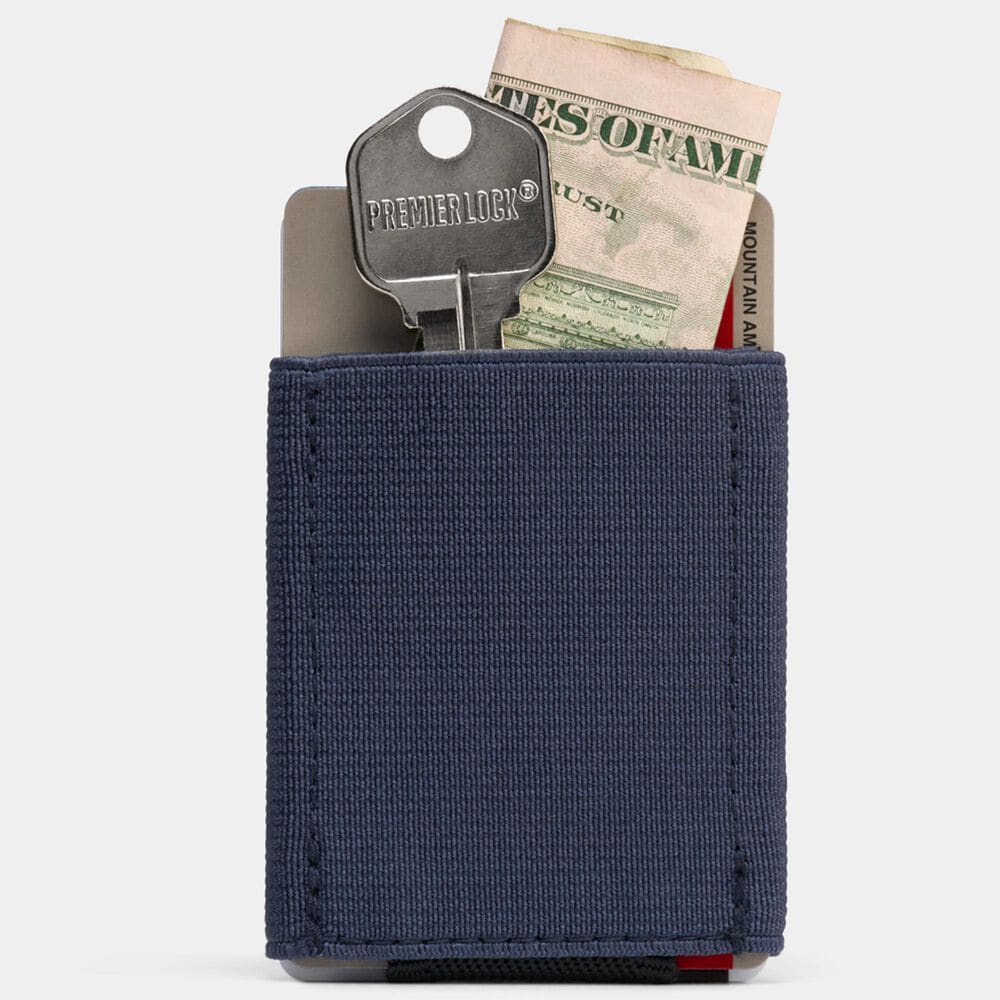 Nomatic Slim Wallet with Leather Tab in Navy and Brown, , large