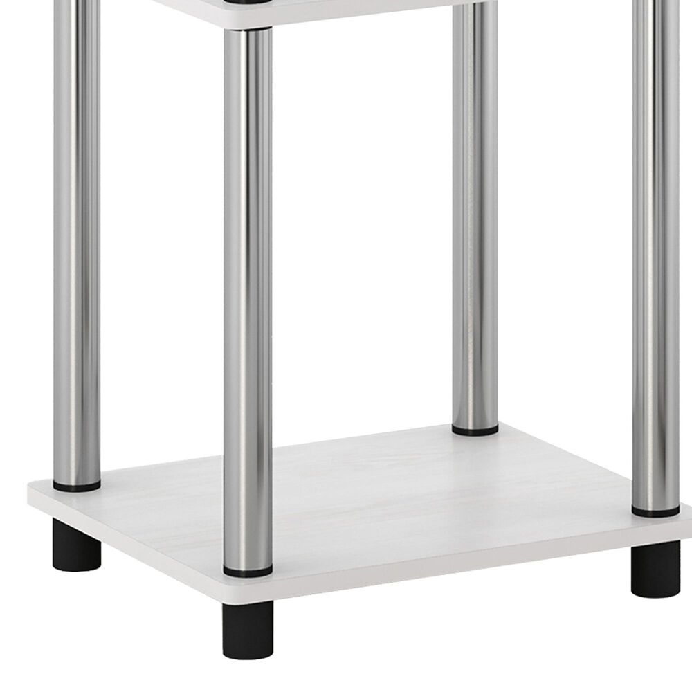HOMLUX 3-Tier Turn-N-Tube End Table in White Oak and Chrome (Set of 2), , large