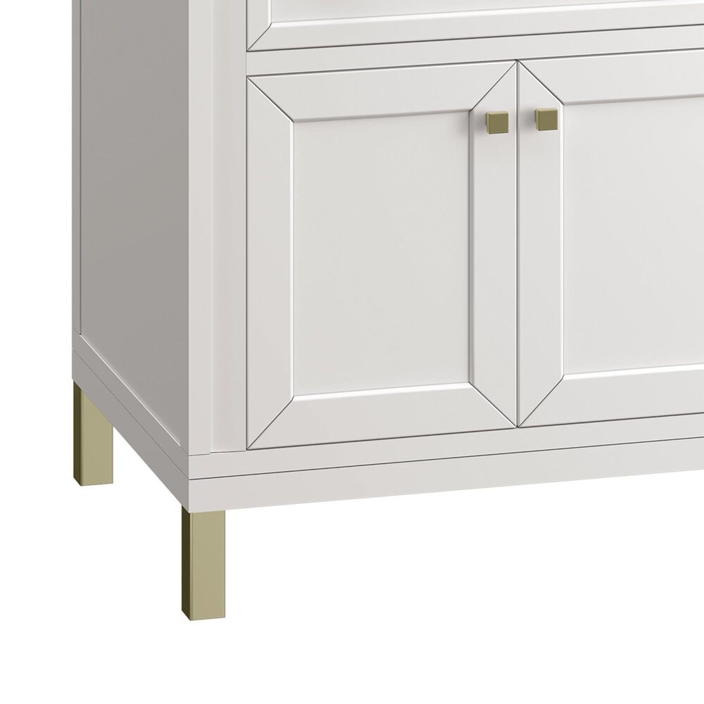 James Martin Vanities Chicago 30&quot; Single Bathroom Vanity in Glossy White with 3 cm Parisien Bleu Quartz Top and Rectangular Sink, , large