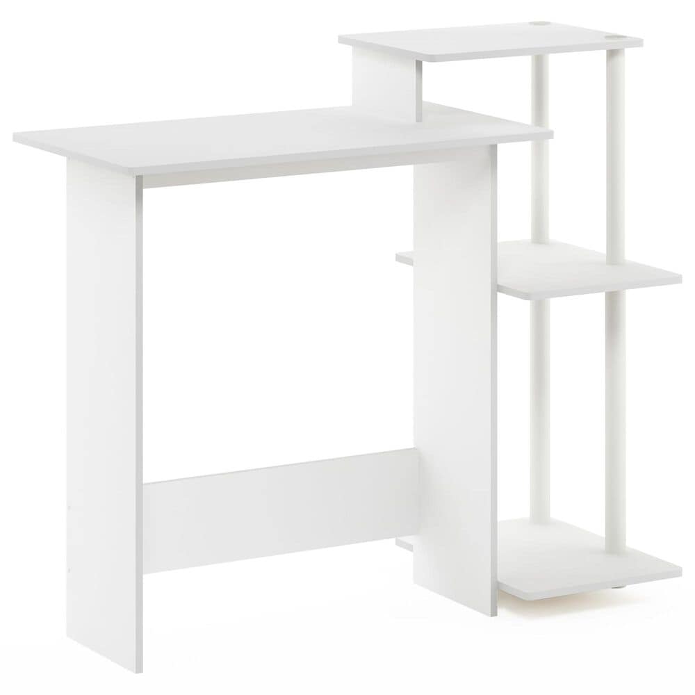 HOMLUX 40" Computer Desk with Open Side Shelves in White, , large