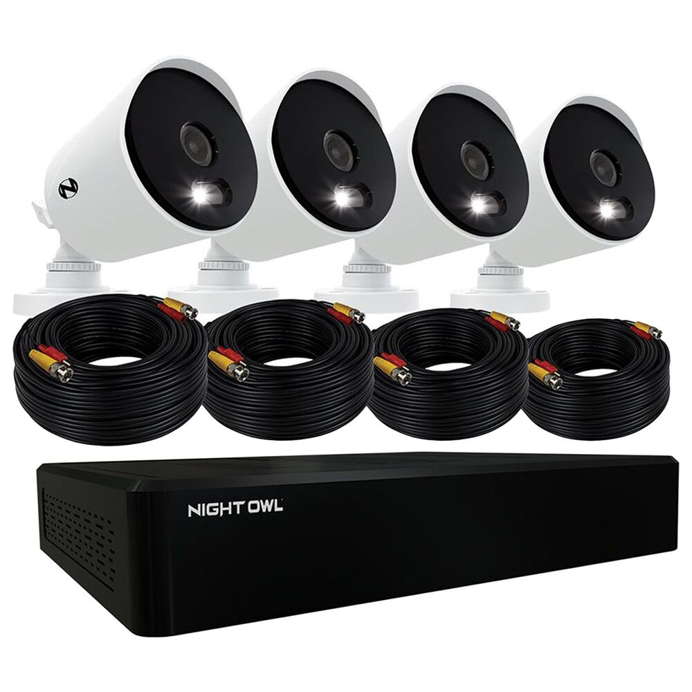 Night Owl 12 Channel 4K DVR with 1 TB HDD and 4 x 4K Wired Light Cameras in Black and White, , large