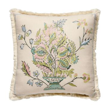 Peking Handicraft 18" Sugar Mill Embroidered Floral Bouquet Throw Pillow in Multicolor, , large