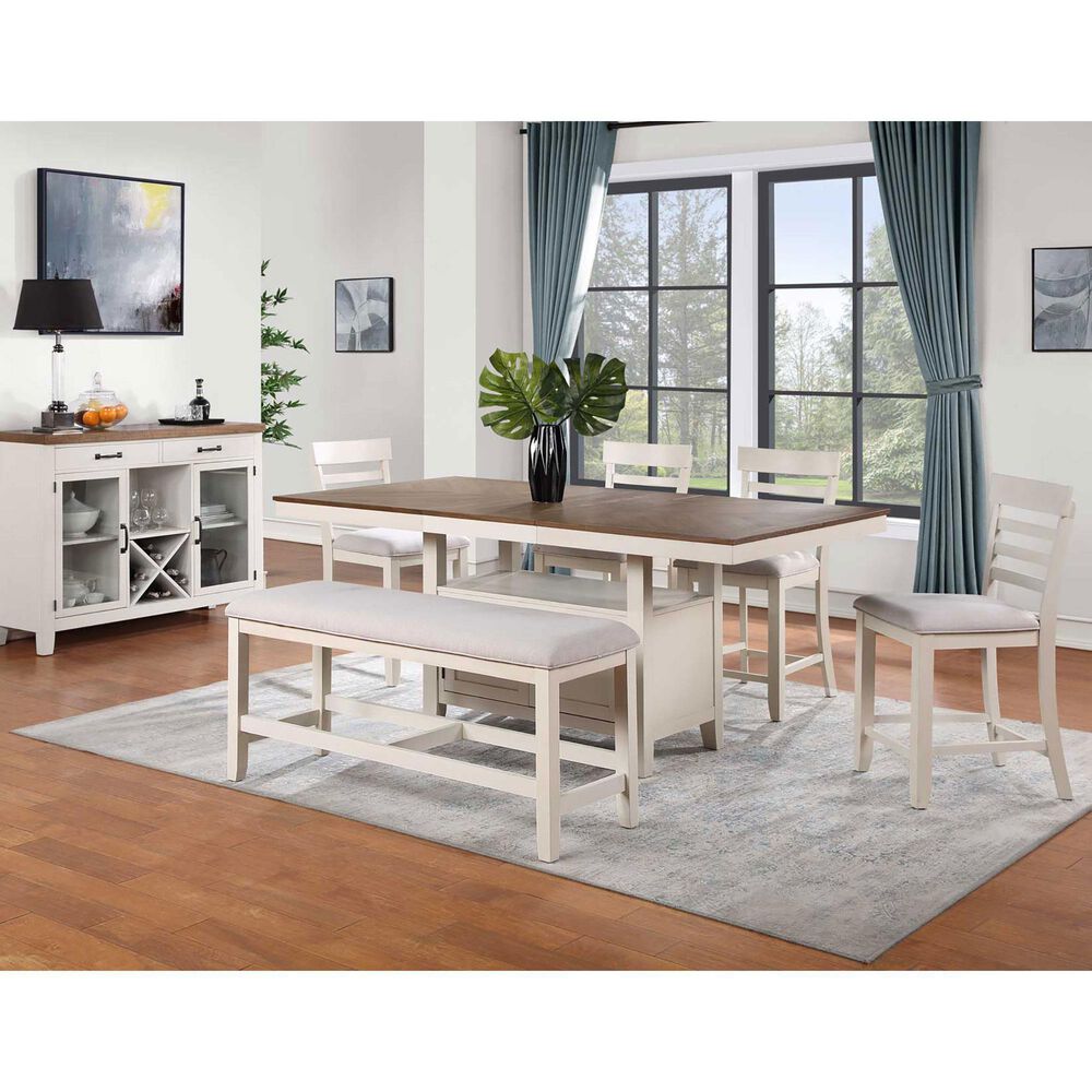 Steve Silver Hyland Counter Table with 20&quot; Leaf in Milk and Honey - Table Only, , large