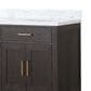 Lexora Home Abbey 72" Double Bathroom Vanity in Brown Oak with 2 cm White Carrara Marble Top and Rectangular Sinks, , large