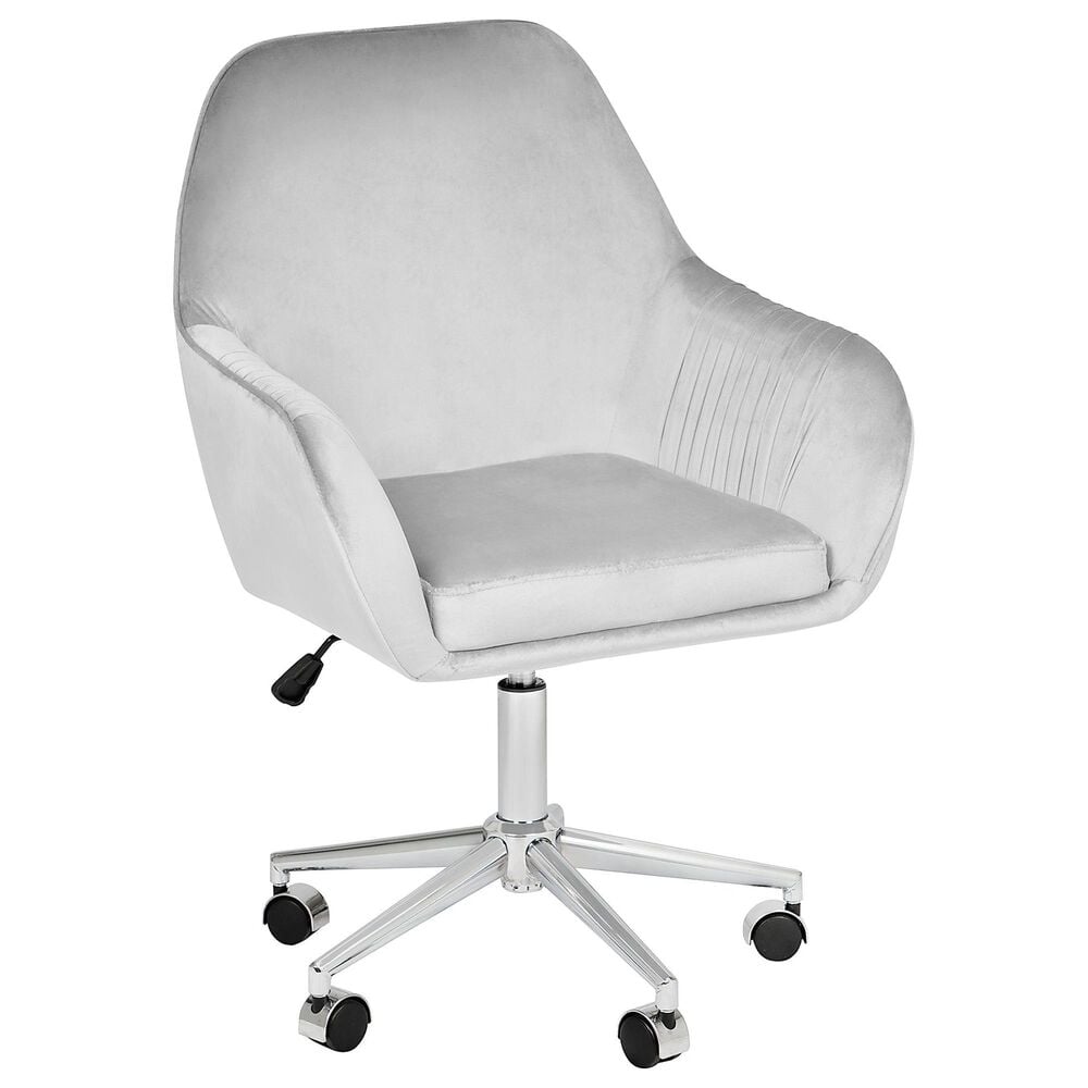 Impressions Vanity Kelly Swivel Vanity Chair with Cool Grey Cushion in Matte Silver, , large