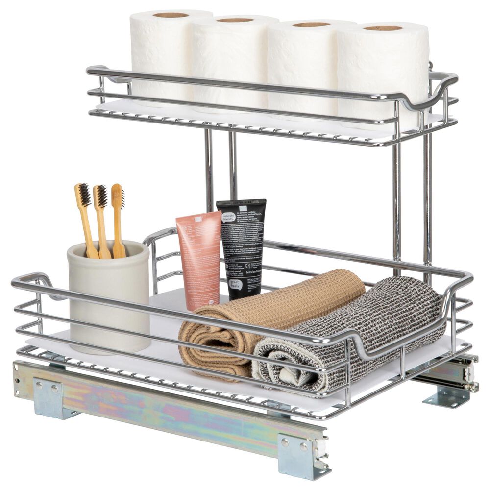 Household Essentials Glidez 2-Tier Pull Out/Slide Out Storage Organizer in Silver, , large