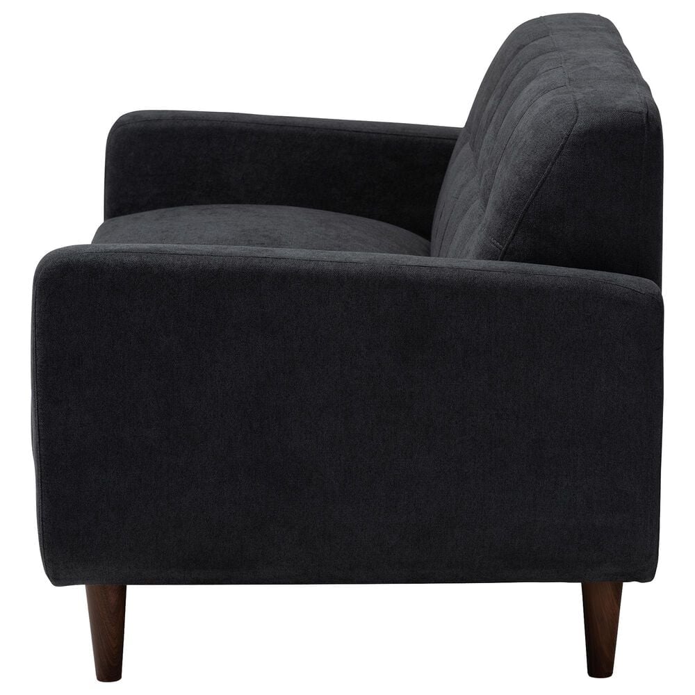 Baxton Studio Allister Stationary Loveseat in Dark Grey, , large