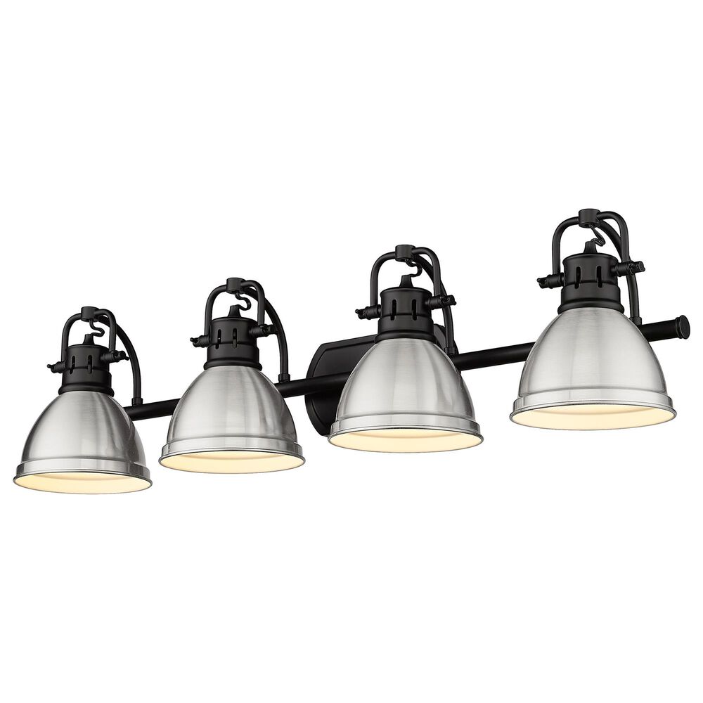 Golden Lighting Duncan 4-Light Vanity Light with Pewter Shade in Matte Black, , large