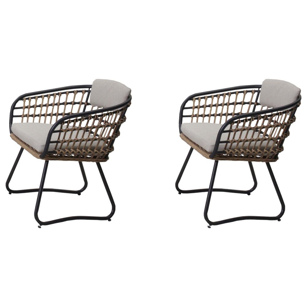 Hearth and Haven Outdoor Wicker Dining Chair with Adjustable Legs in Beige (Set of 2), , large