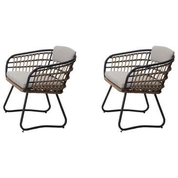Hearth and Haven Outdoor Wicker Dining Chair with Adjustable Legs in Beige (Set of 2), , large