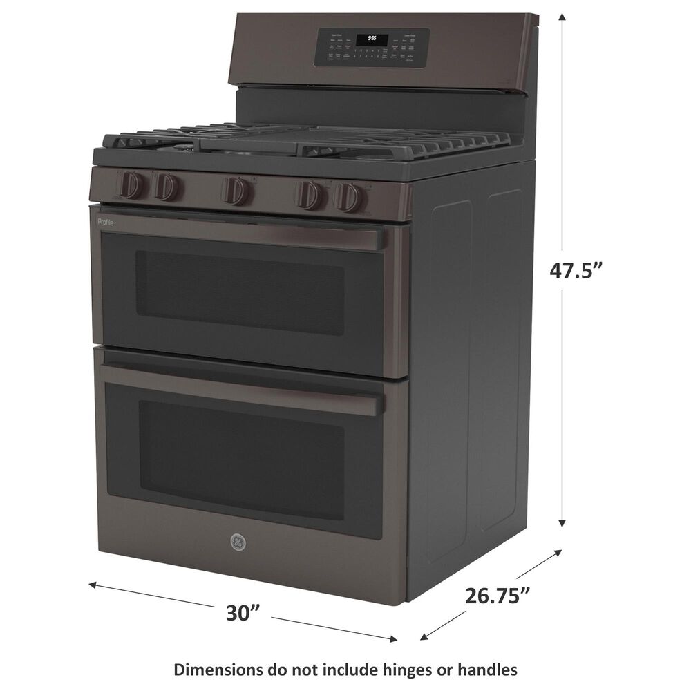 GE Profile 30&quot; Free-Standing Gas Double Oven Convection Range with No Preheat Air Fry in Black Stainless Steel, , large
