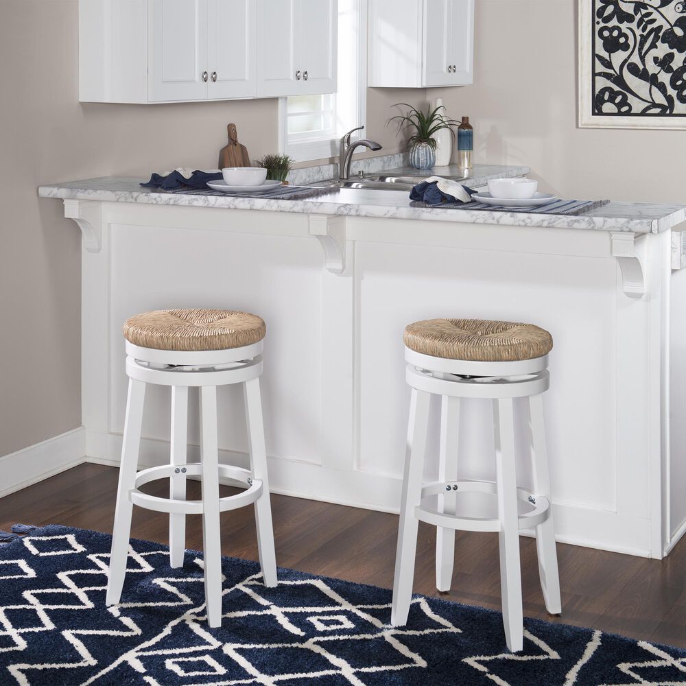 Linon Home Decor Morgan Swivel Bar Stool in White, , large