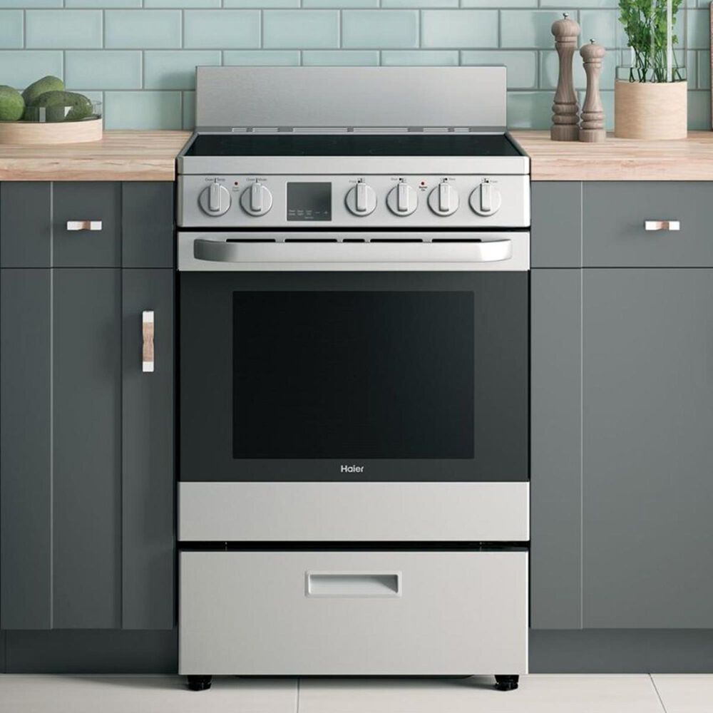 Haier 24" Electric Free Standing Range in Stainless Steel, , large