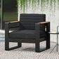 Hearth and Haven Giovanna Outdoor Club Chair with Open Backrest and Square Arms in Black, , large