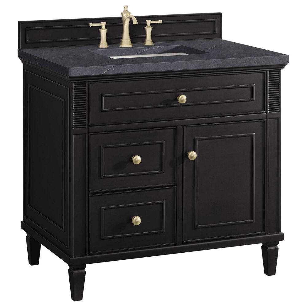 James Martin Vanities Lorelai 36" Single Vanity in Black Onyx with 3 cm Charcoal Soapstone Quartz Top, , large