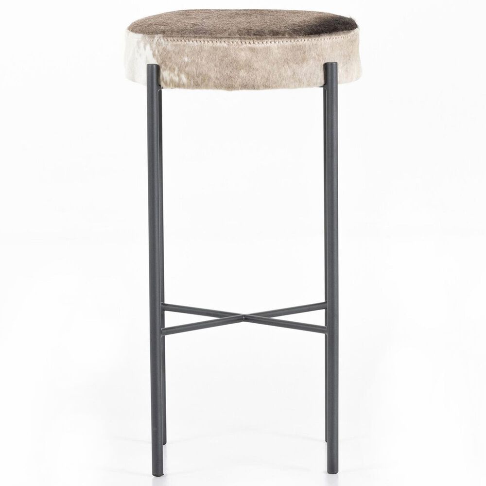 Four Hands Nocona Bar Stool with Speckled Hide Leather in Gunmetal, , large