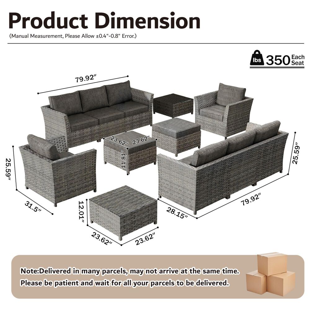 HOMLUX 12-Piece Patio Conversation Set in Dark Gray, , large