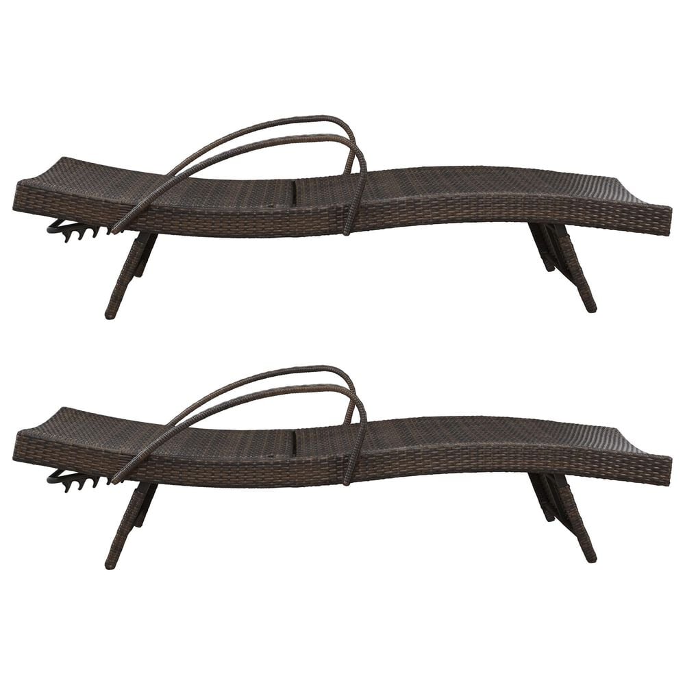 Ashley Kantana Patio Chaise Lounge in Brown &#40;Set of 2&#41;, , large