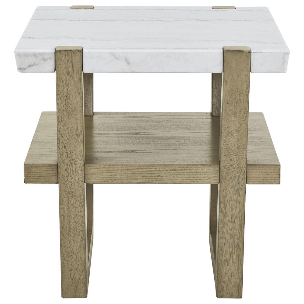 Steve Silver Perth End Table in White and Weathered Sand, , large