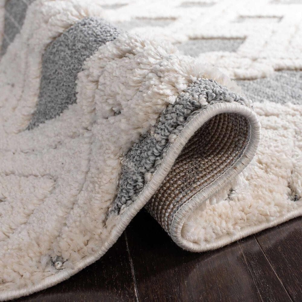 Safavieh Martha Stewart Lucia Shag MSR0728A 5&#39;1&quot; x 7&#39;6&quot; White and Light Grey Area Rug, , large